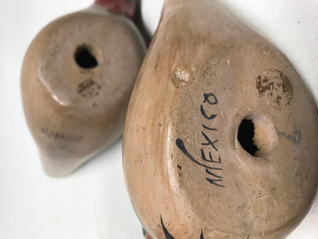 Older Hand Painted Birds & Pitcher From Mexico