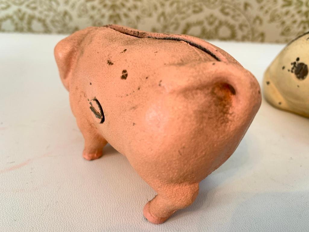 (2) Cast Iron Pig Banks