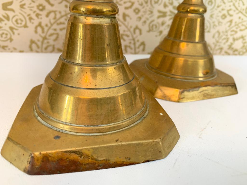 (2) Brass Candle Holder W/Brass Candle Snuffer