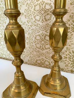 (2) Brass Candle Holder W/Brass Candle Snuffer