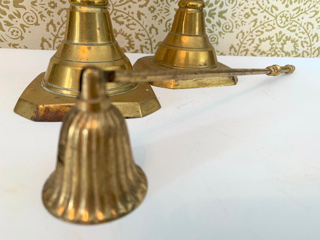 (2) Brass Candle Holder W/Brass Candle Snuffer