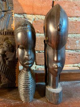(4) Carved Ethnic Busts & Wall Decorations