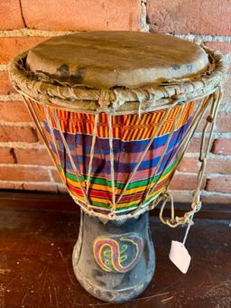 Hand Crafted Wooden Drum From Ghana, West Africa W/COA