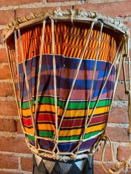 Hand Crafted Wooden Drum From Ghana, West Africa W/COA