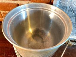 Hammered Aluminum Serving Tray & Ice Bucket