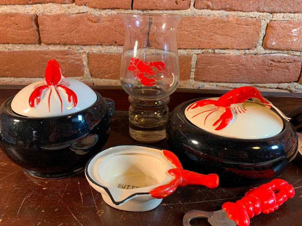 Group Of Kitchen Items W/Lobster Theme