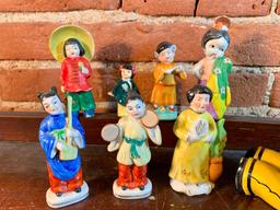 (9) Bisque Oriental Figures