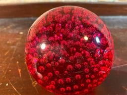 (2) "Bubbles" Glass Paperweights