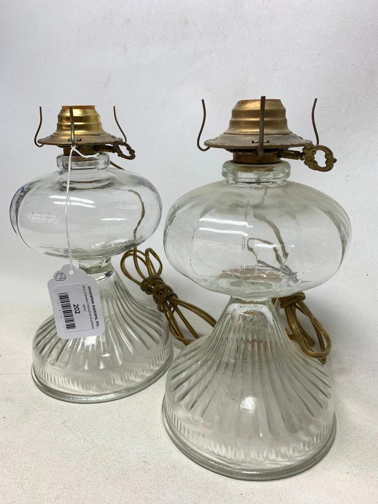 (2) Matching Electrified Oil Lamps-No Chimney's