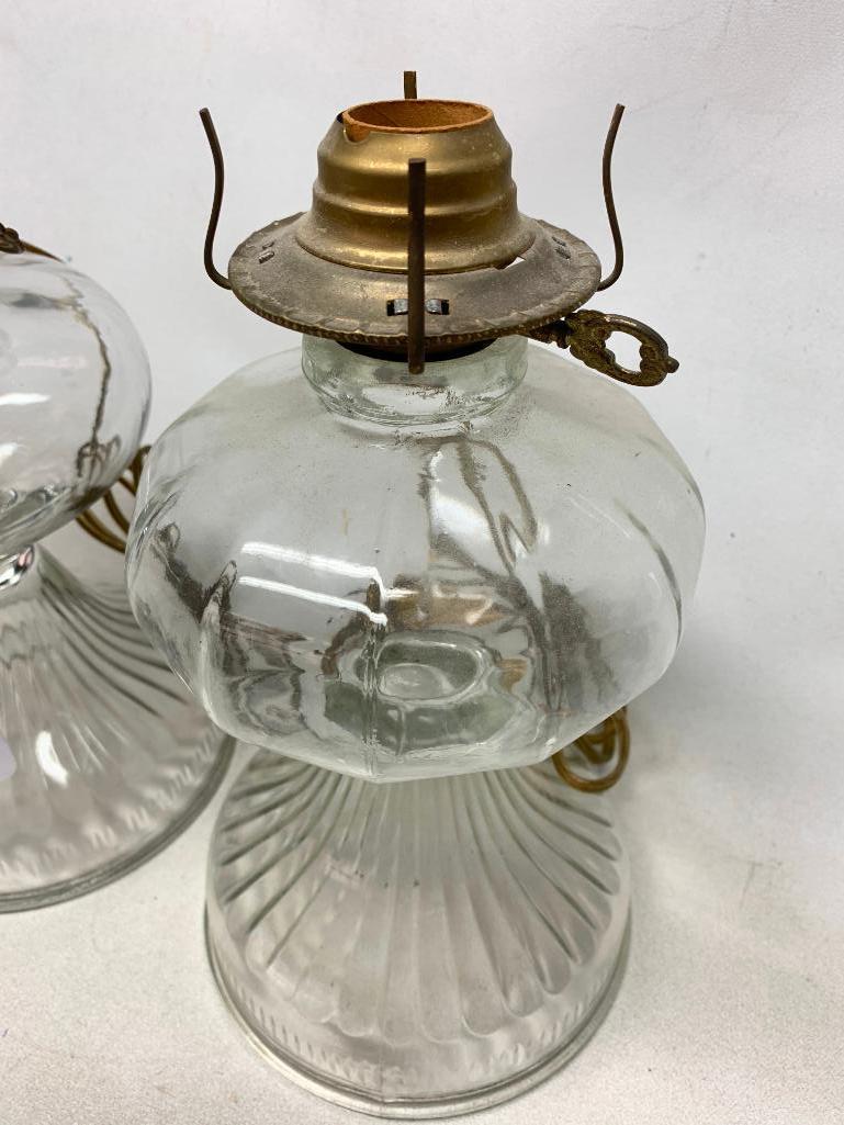 (2) Matching Electrified Oil Lamps-No Chimney's