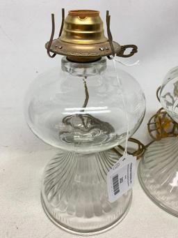 (2) Matching Electrified Oil Lamps-No Chimney's