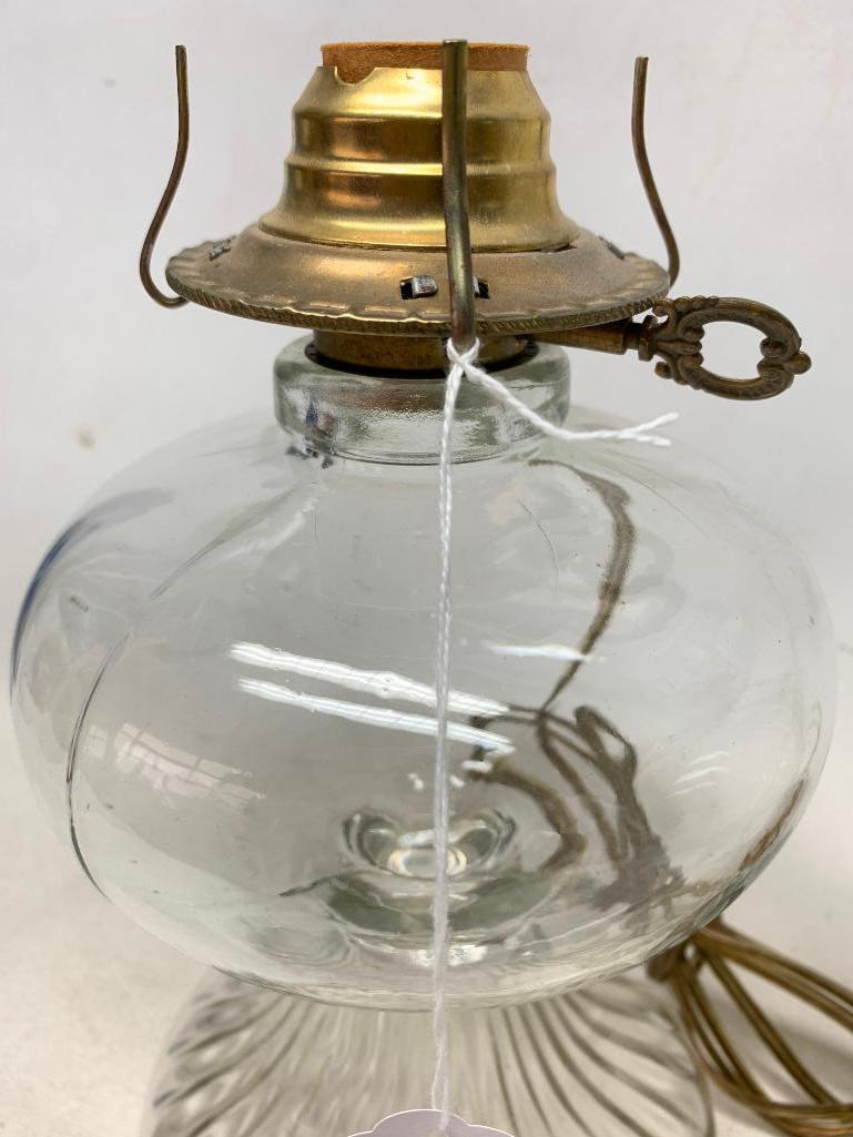 (2) Matching Electrified Oil Lamps-No Chimney's