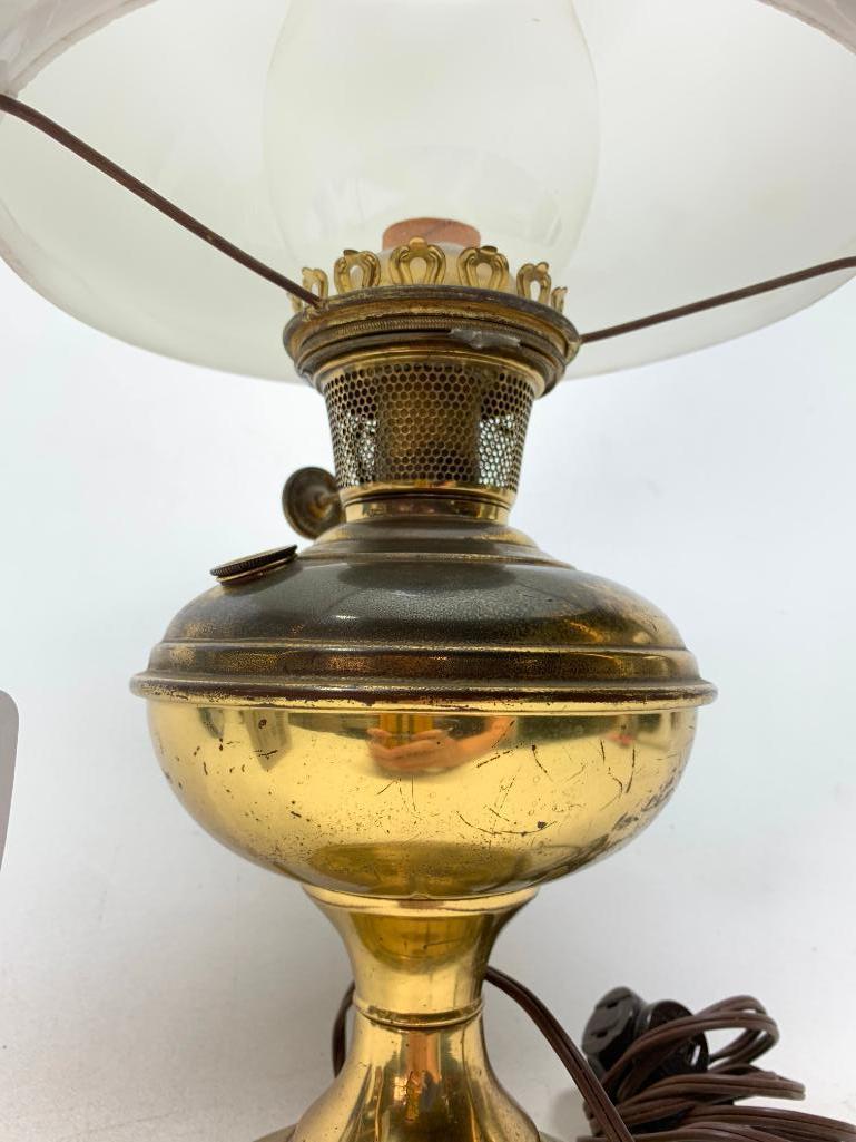 Aladdin Model #6 Oil Lamp W/Milk Glass Shade-Has Been Electrified