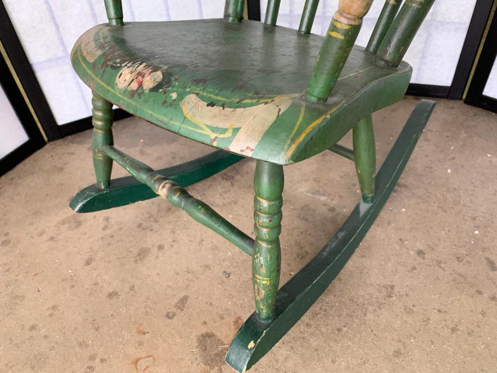 Antique Child's Boston Rocker In original Paint & Stenciling