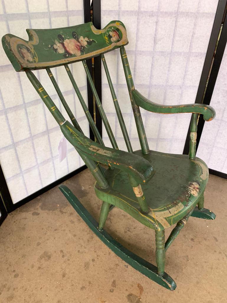 Antique Child's Boston Rocker In original Paint & Stenciling