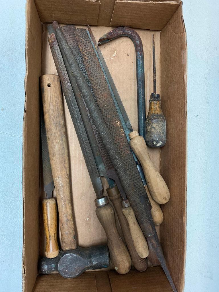 Nice Group Of Older Files, Rasps, & Hammer-Most W/Handles