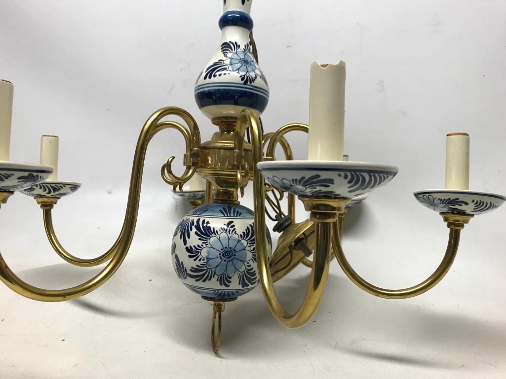 Delft & Brass Hanging Light