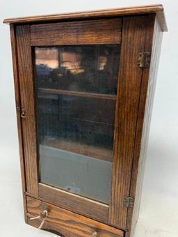 Small Antique Oak Curio Cabinet