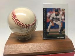 Autographed Eric Karros Baseball W/Card In Holder