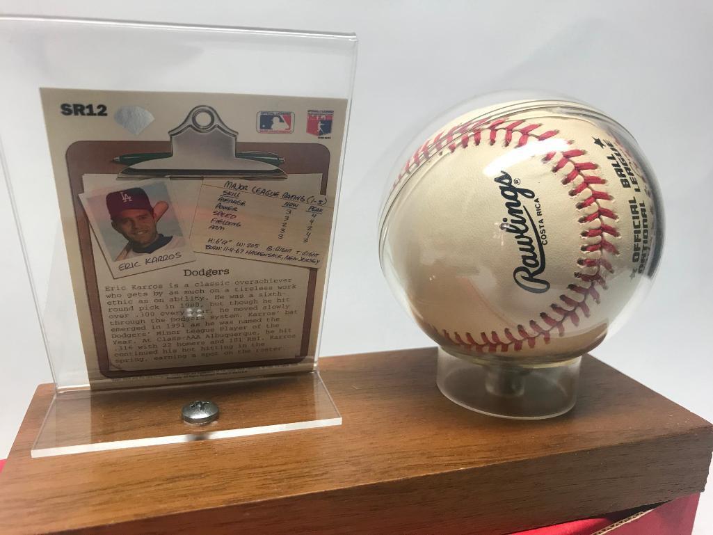 Autographed Eric Karros Baseball W/Card In Holder
