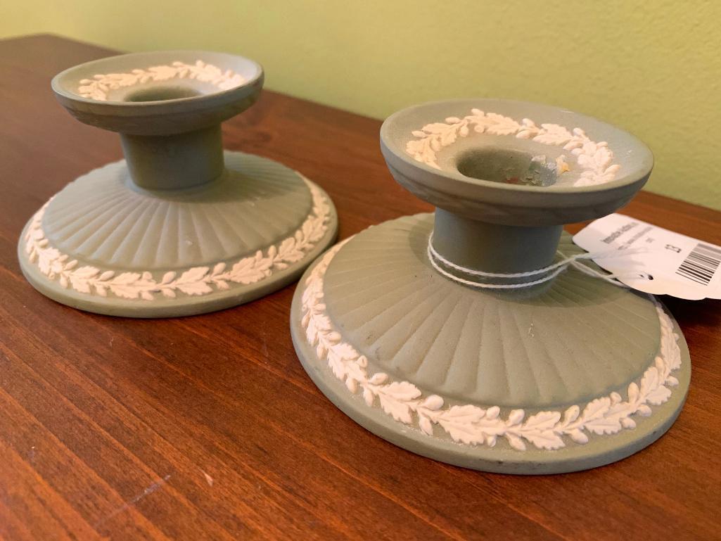 (2) Matching Wedgwood Low Candle Holders
