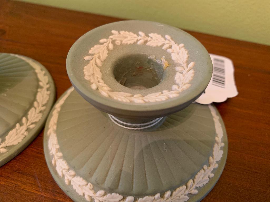 (2) Matching Wedgwood Low Candle Holders