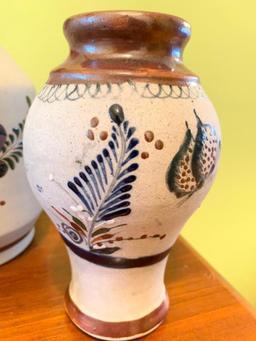 (3) Hand Painted Pottery Vases From Mexico