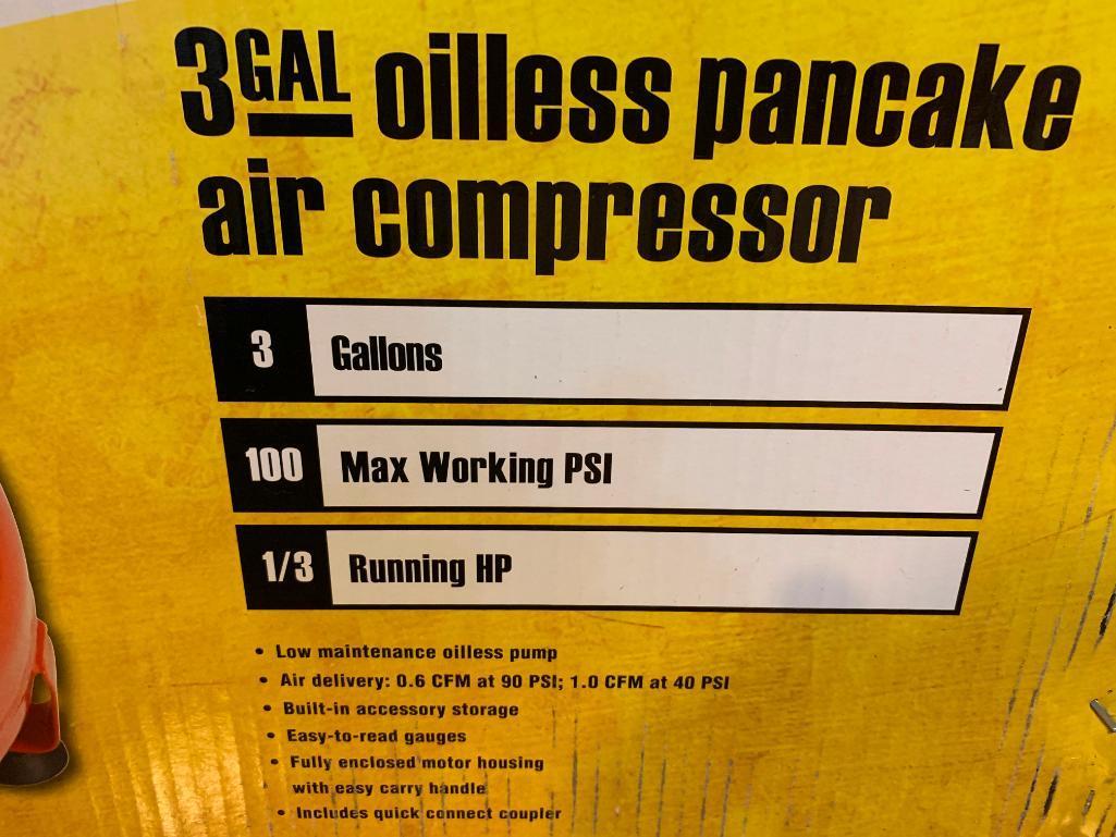 Central Pneumatic 3 Gallon Air Compressor In Box-Never Used