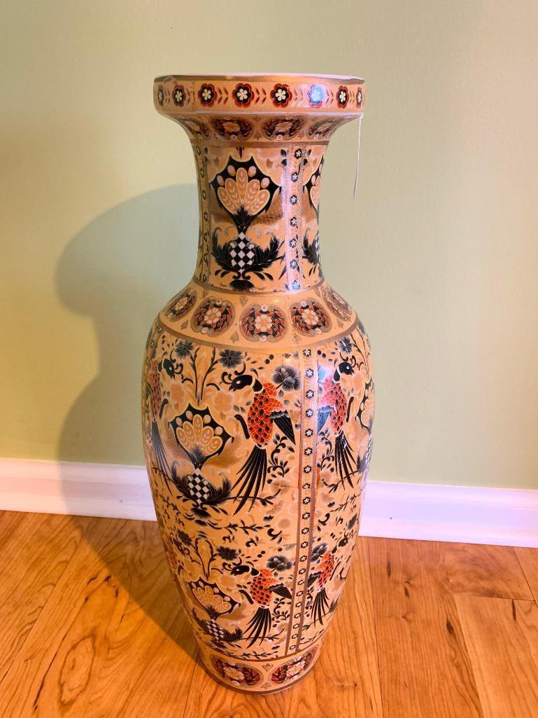 Chinese Porcelain Floor Vase W/Hand Painted Design