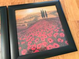 (3) Framed Prints Of Poppy Fields In Italy