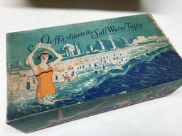 Vintage Atlantic City Taffy Box + Sea Shells & Float Balls