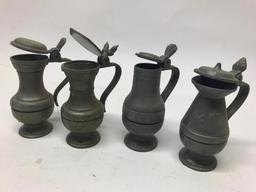 (4) Miniature Pewter Tankards