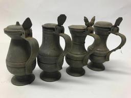 (4) Miniature Pewter Tankards