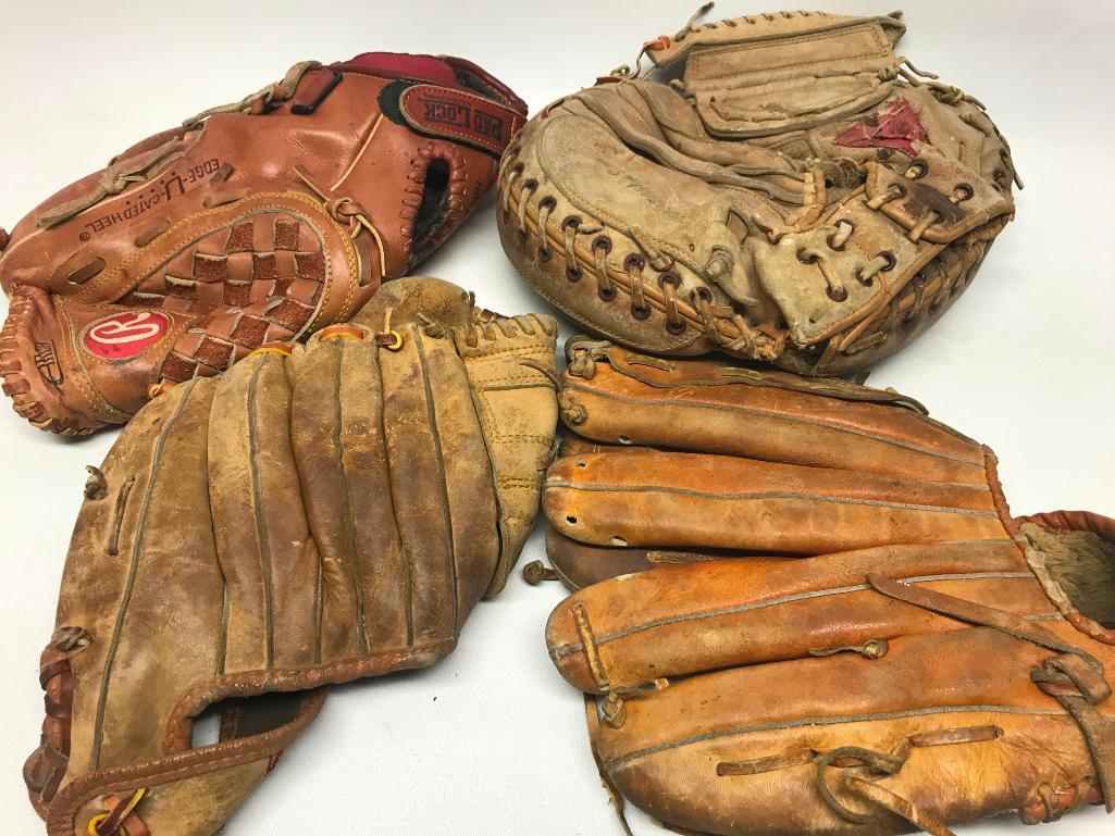 (4) Vintage Baseball Gloves