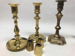 Nice Group Of Brass Candle Holders