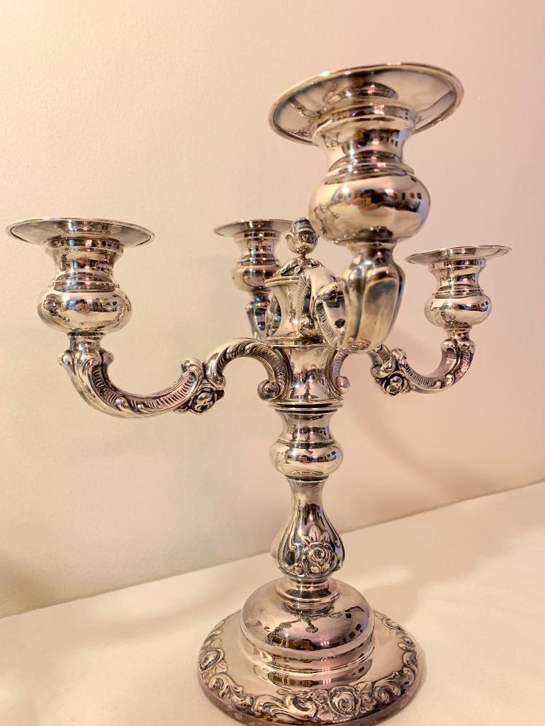 Pair Of Matching Silverplated 4-Arm Candleabra