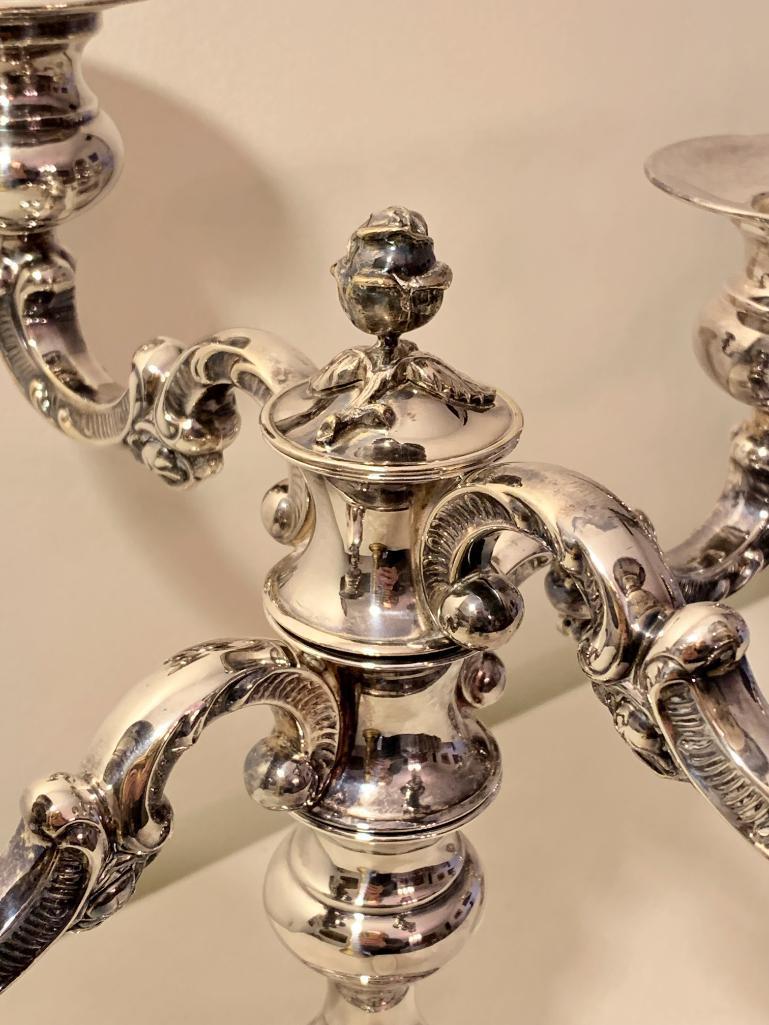 Pair Of Matching Silverplated 4-Arm Candleabra