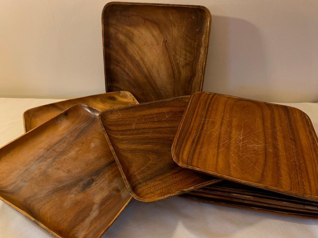 (10) Monkey Pod Wood Plates