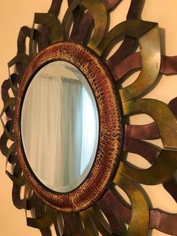 Round Beveled Wall Mirror In Metal Frame