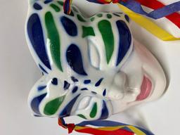 (2) Hand Painted Ceramic Mardi Gras Masks