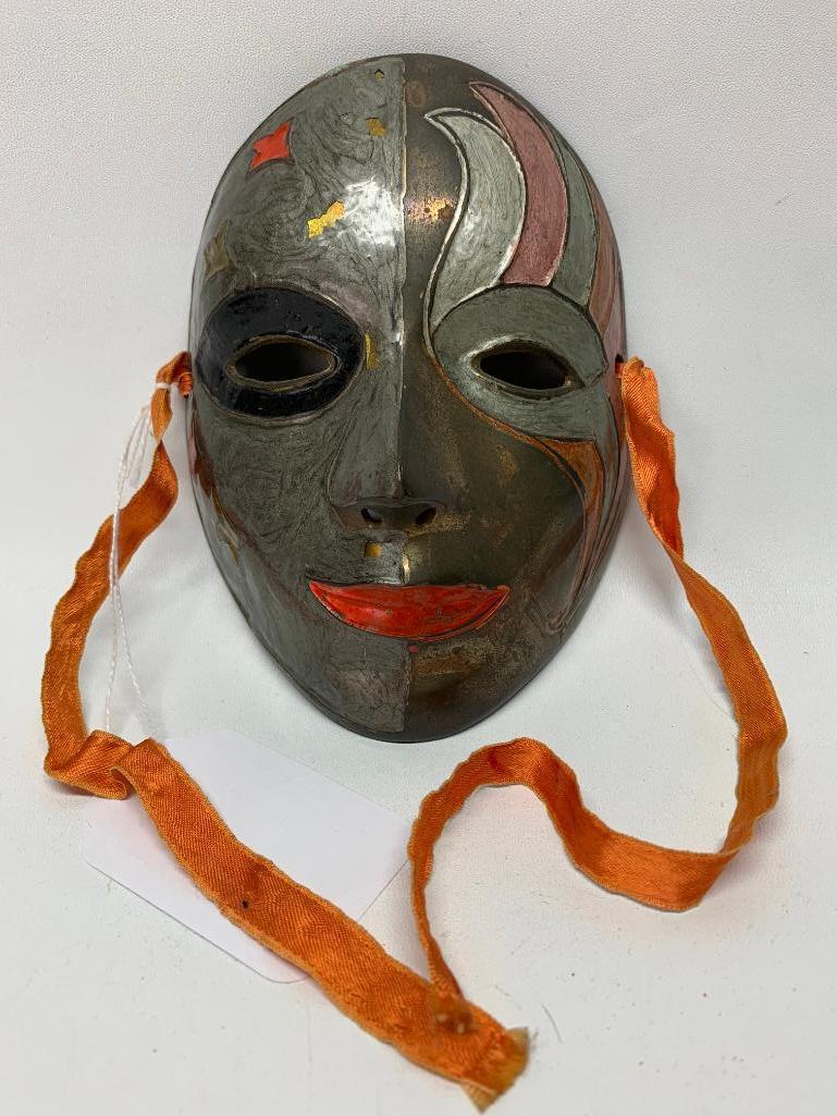 Hand Painted Brass Mardi Gras Mask