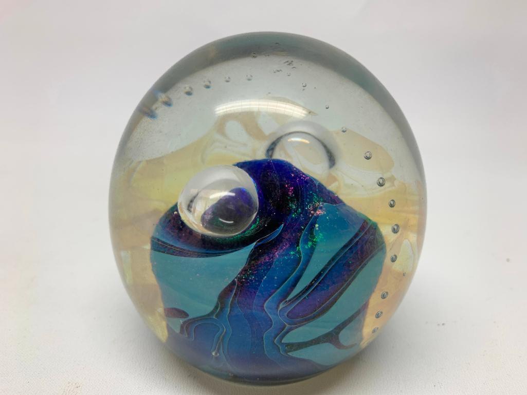 Art Glass Paperweight Dated 1990.