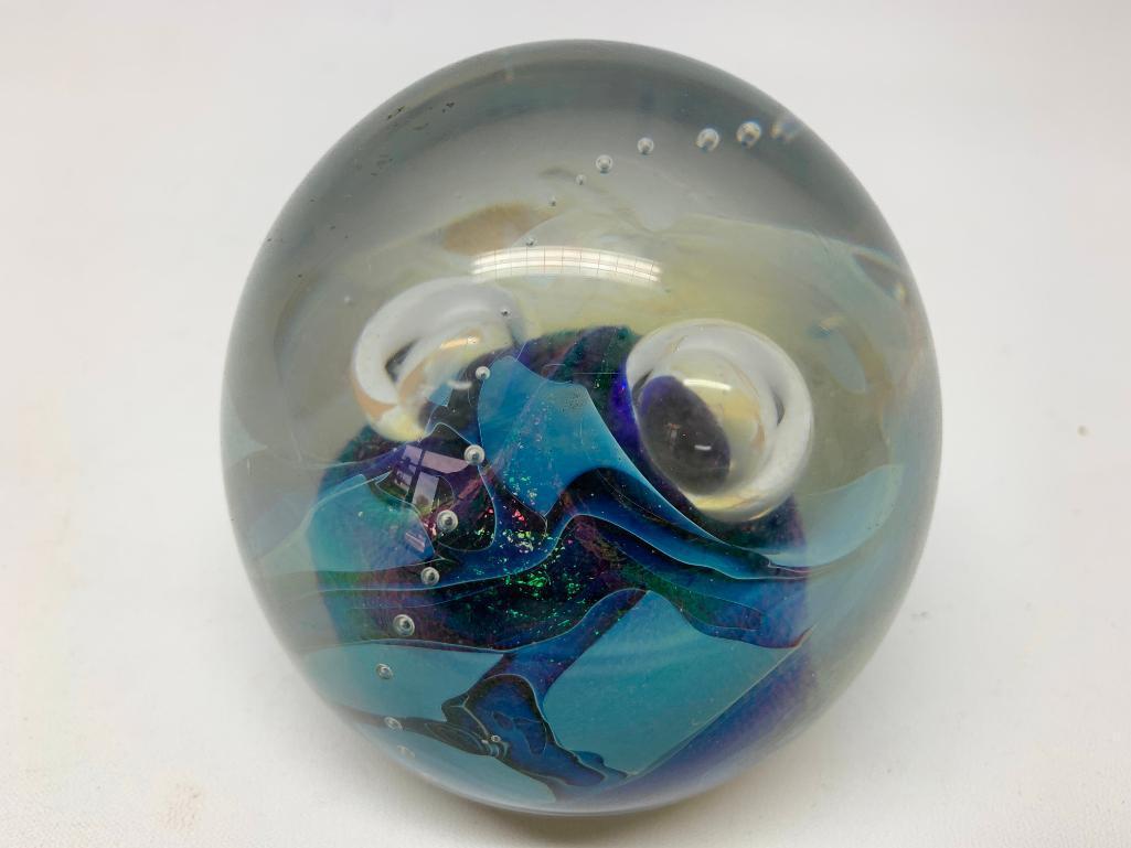 Art Glass Paperweight Dated 1990.