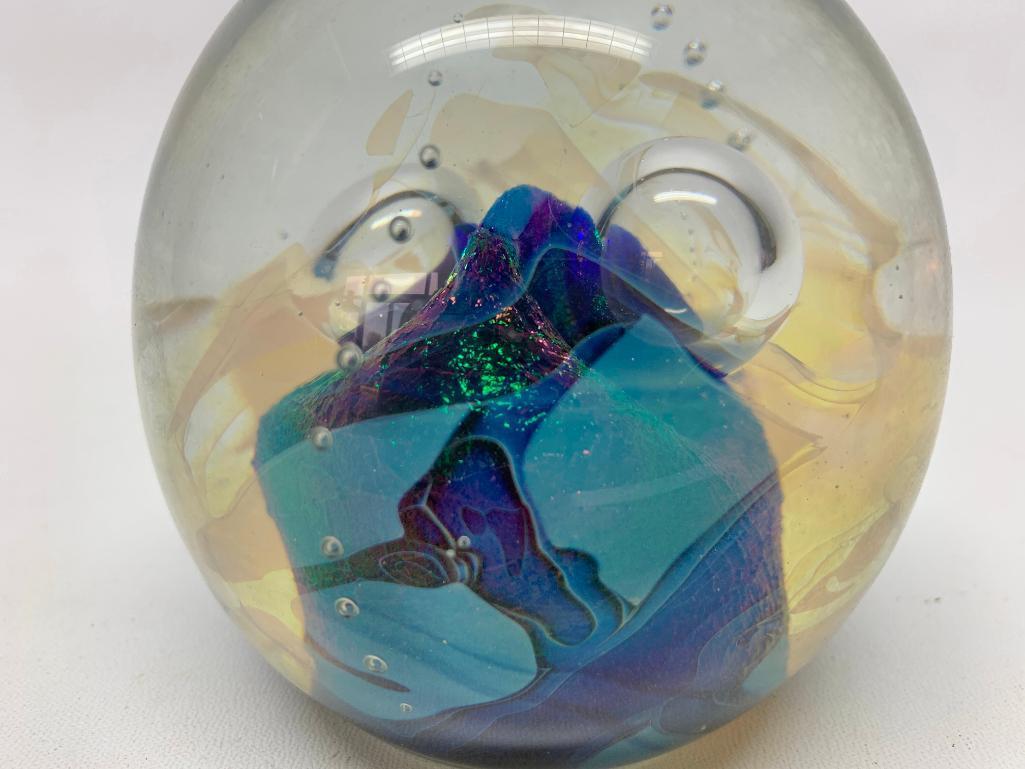 Art Glass Paperweight Dated 1990.