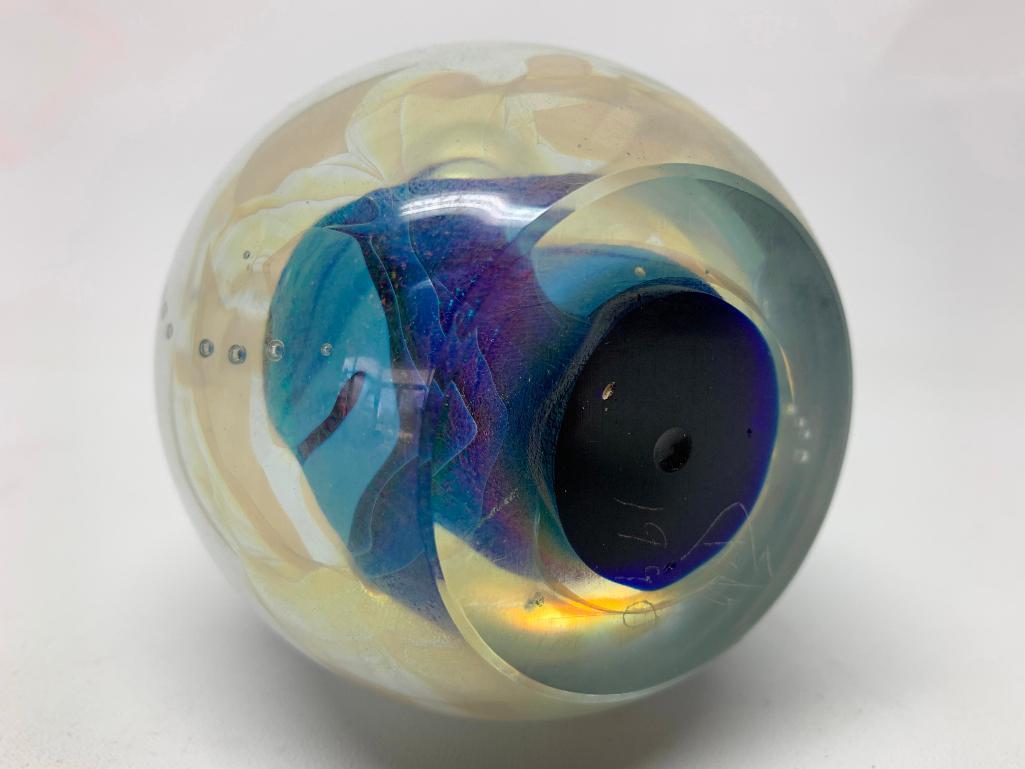 Art Glass Paperweight Dated 1990.