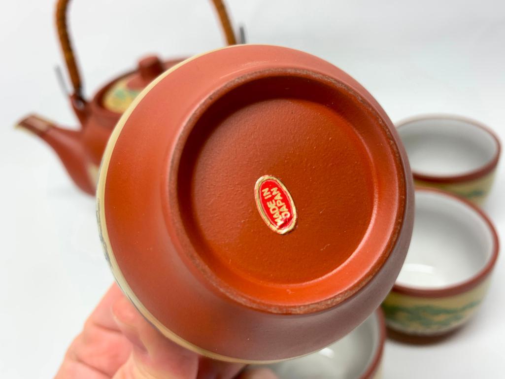 Japanese Stoneware Tea Set: Pot & (6) Cups