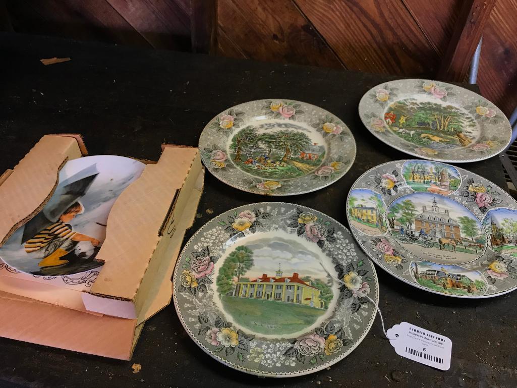 Group of Decorative Plates that Include Picture Plates of Historical Virginia Locations