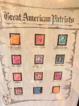 Interesting Framed "Great American Patriots" Stamp Collection