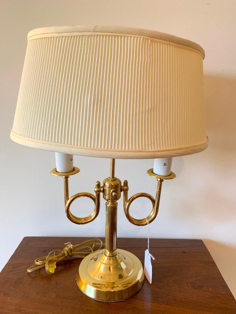 Brass Double-Arm Lamp W/Shade