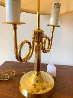 Brass Double-Arm Lamp W/Shade